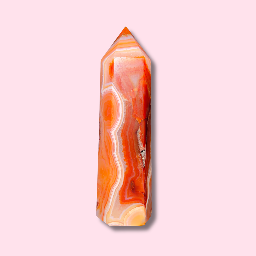 Stunning Banded Carnelian Agate Tower - Made in Mother Nature