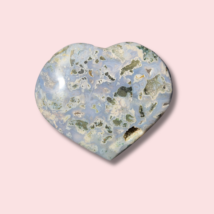 Blue Sea Jasper Heart With Druzy - Made in Mother Nature