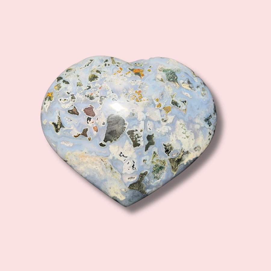 Blue Sea Jasper Heart With Druzy - Made in Mother Nature