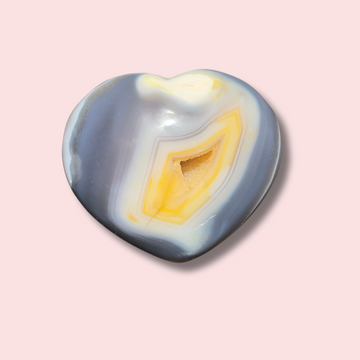 Beautiful Orca Agate Heart With Golden Druzy Cave - Made in Mother Nature