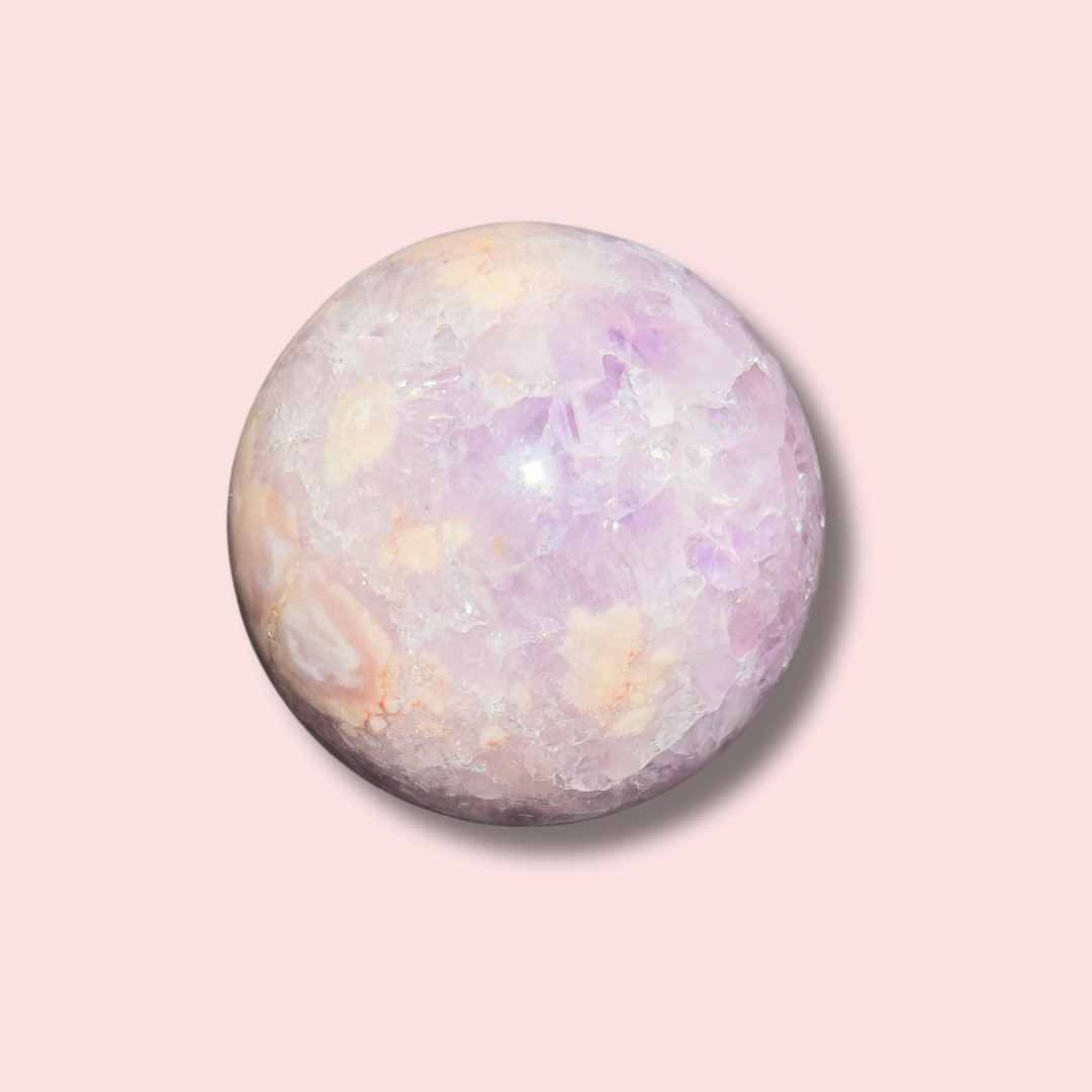 Pink Amethyst x Flower Agate Sphere - Made in Mother Nature