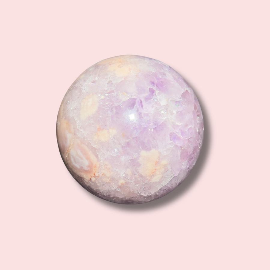 Pink Amethyst x Flower Agate Sphere - Made in Mother Nature