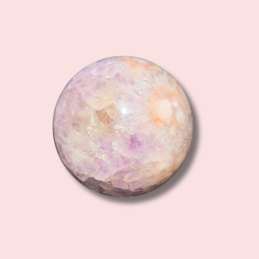 Pink Amethyst x Flower Agate Sphere - Made in Mother Nature