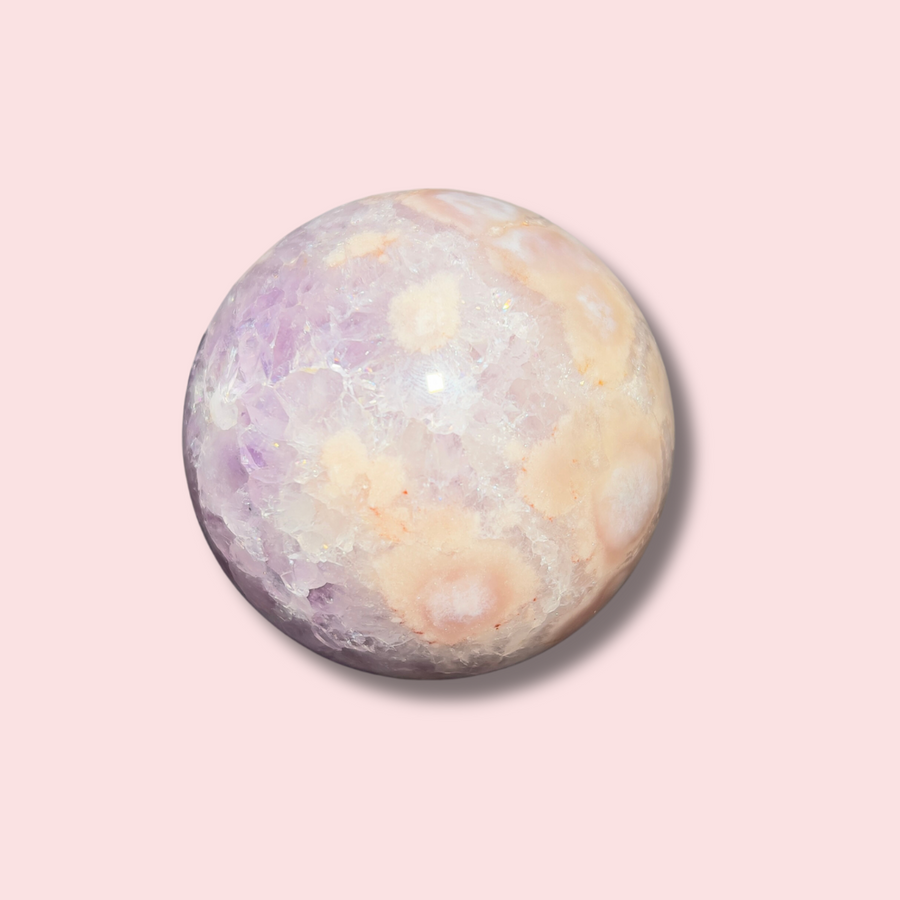 Pink Amethyst x Flower Agate Sphere - Made in Mother Nature