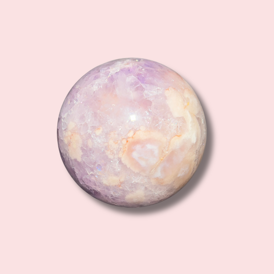 Pink Amethyst x Flower Agate Sphere - Made in Mother Nature