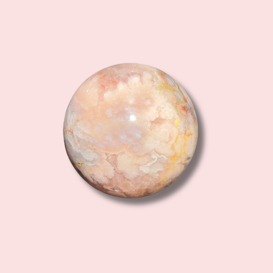 Pink Amethyst x Flower Agate Sphere - Made in Mother Nature