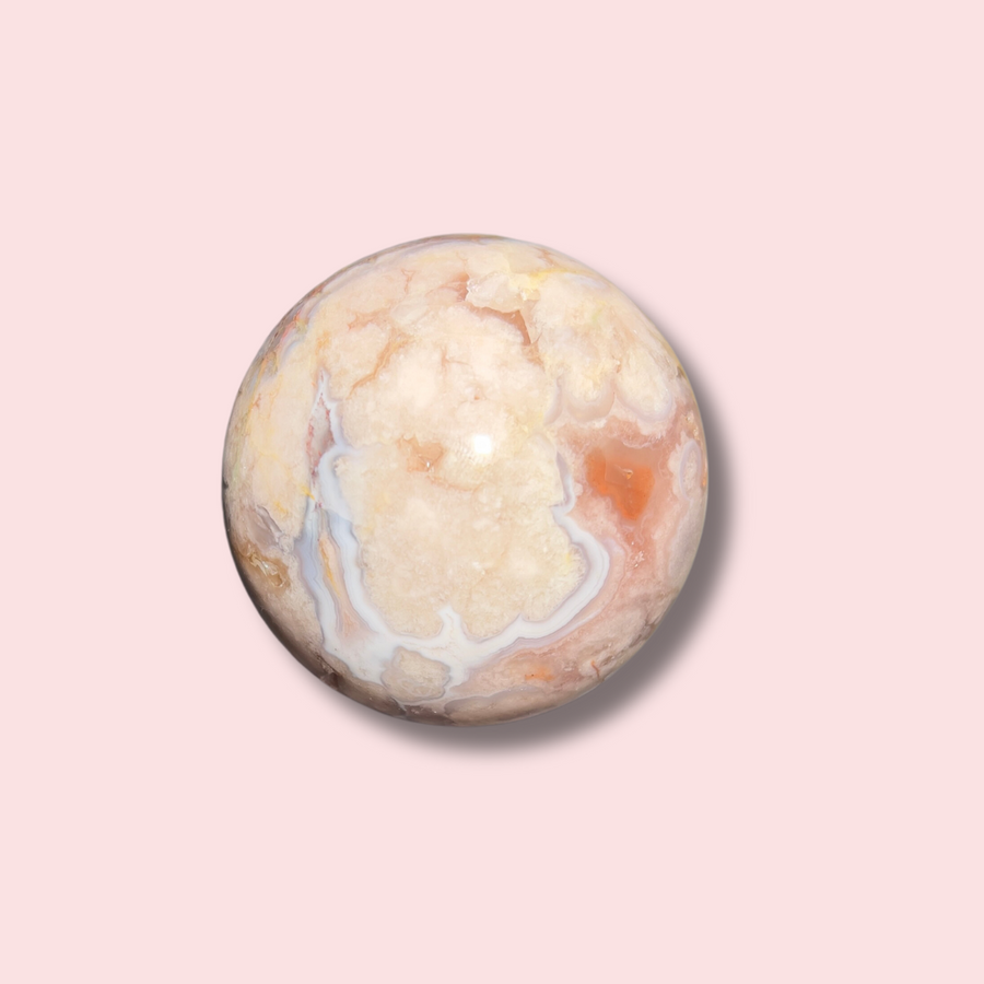 Pink Amethyst x Flower Agate Sphere - Made in Mother Nature