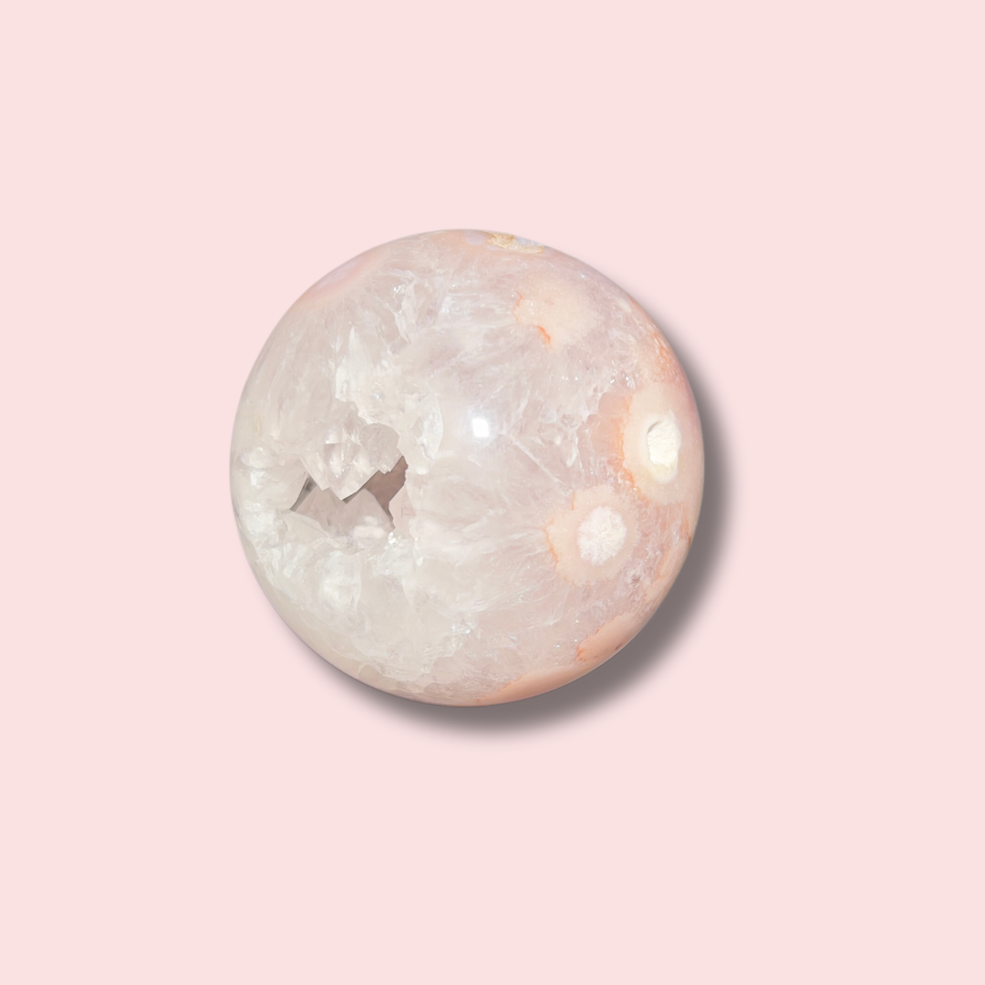 Pink Amethyst x Flower Agate Sphere - Made in Mother Nature