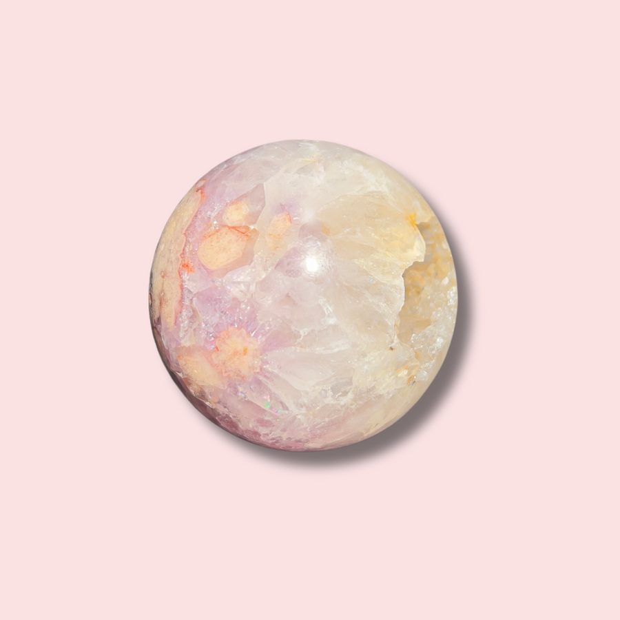 Pink Amethyst x Flower Agate Sphere - Made in Mother Nature