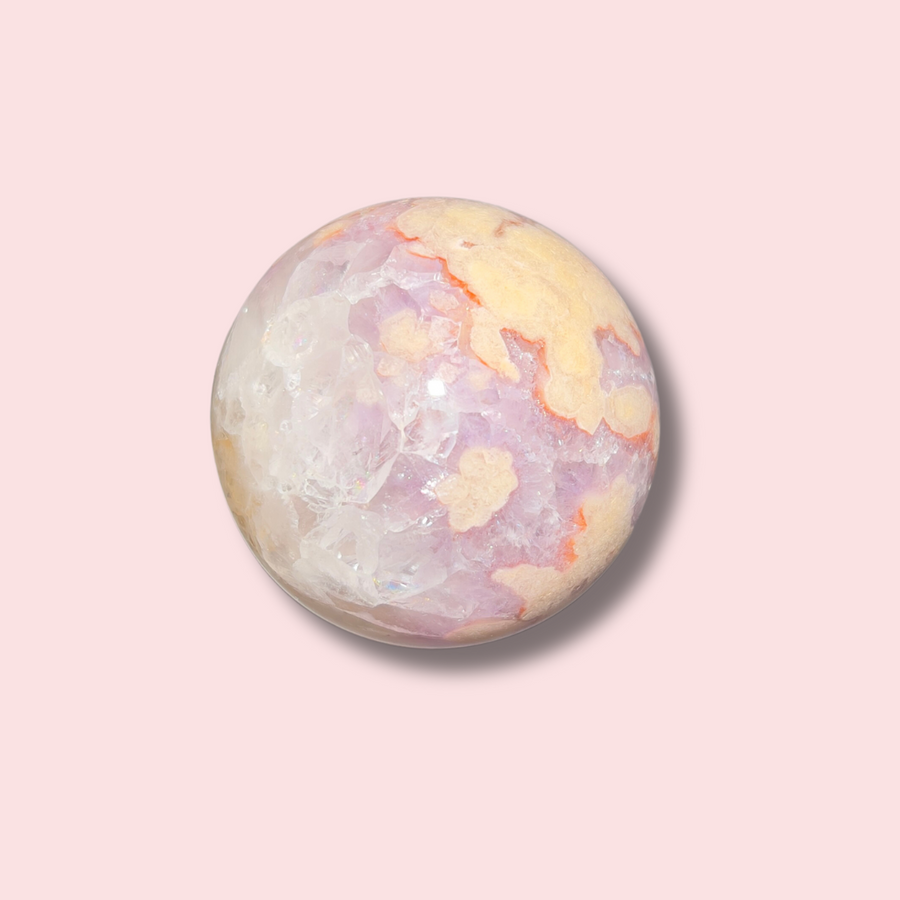 Pink Amethyst x Flower Agate Sphere - Made in Mother Nature