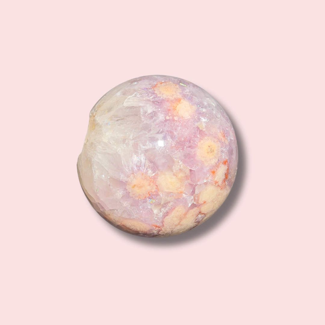Pink Amethyst x Flower Agate Sphere - Made in Mother Nature