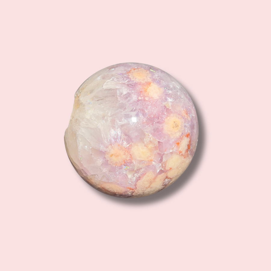 Pink Amethyst x Flower Agate Sphere - Made in Mother Nature