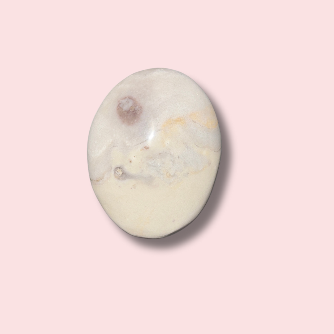 "Snowy Tundra" Sea Jasper Palm Stone - Made in Mother Nature
