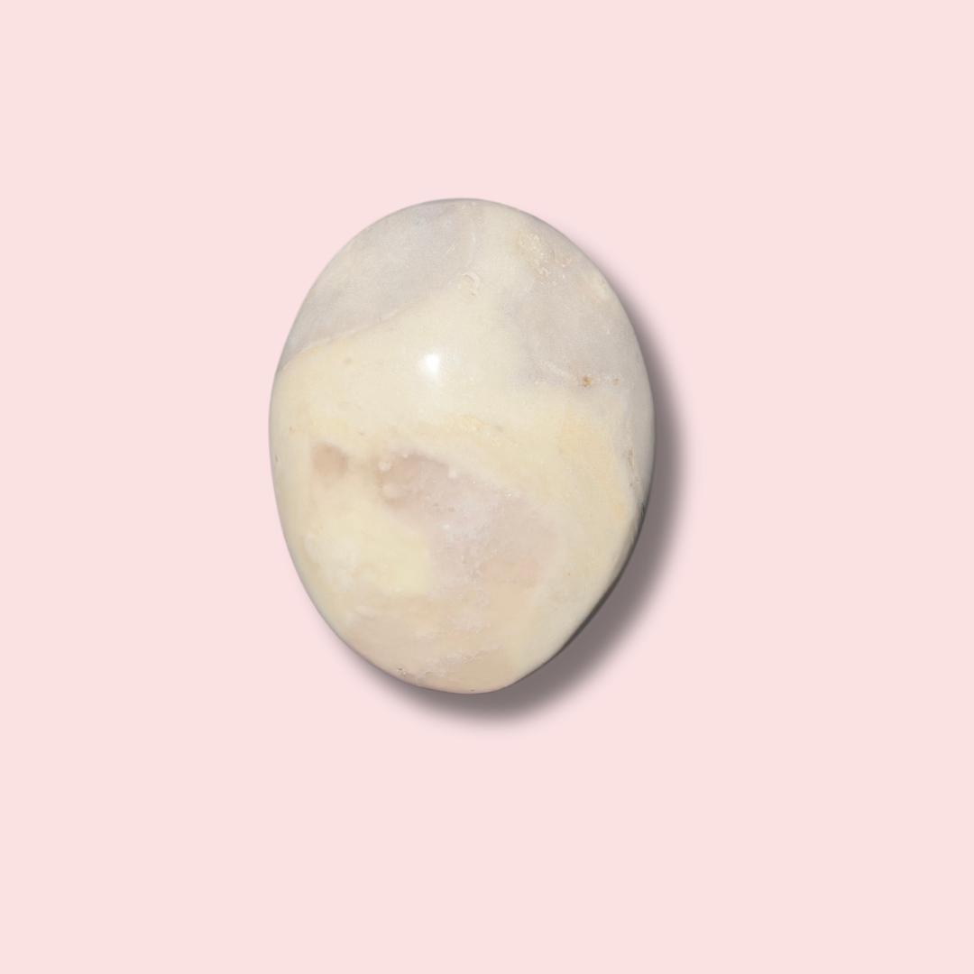 "Snowy Tundra" Sea Jasper Palm Stone - Made in Mother Nature