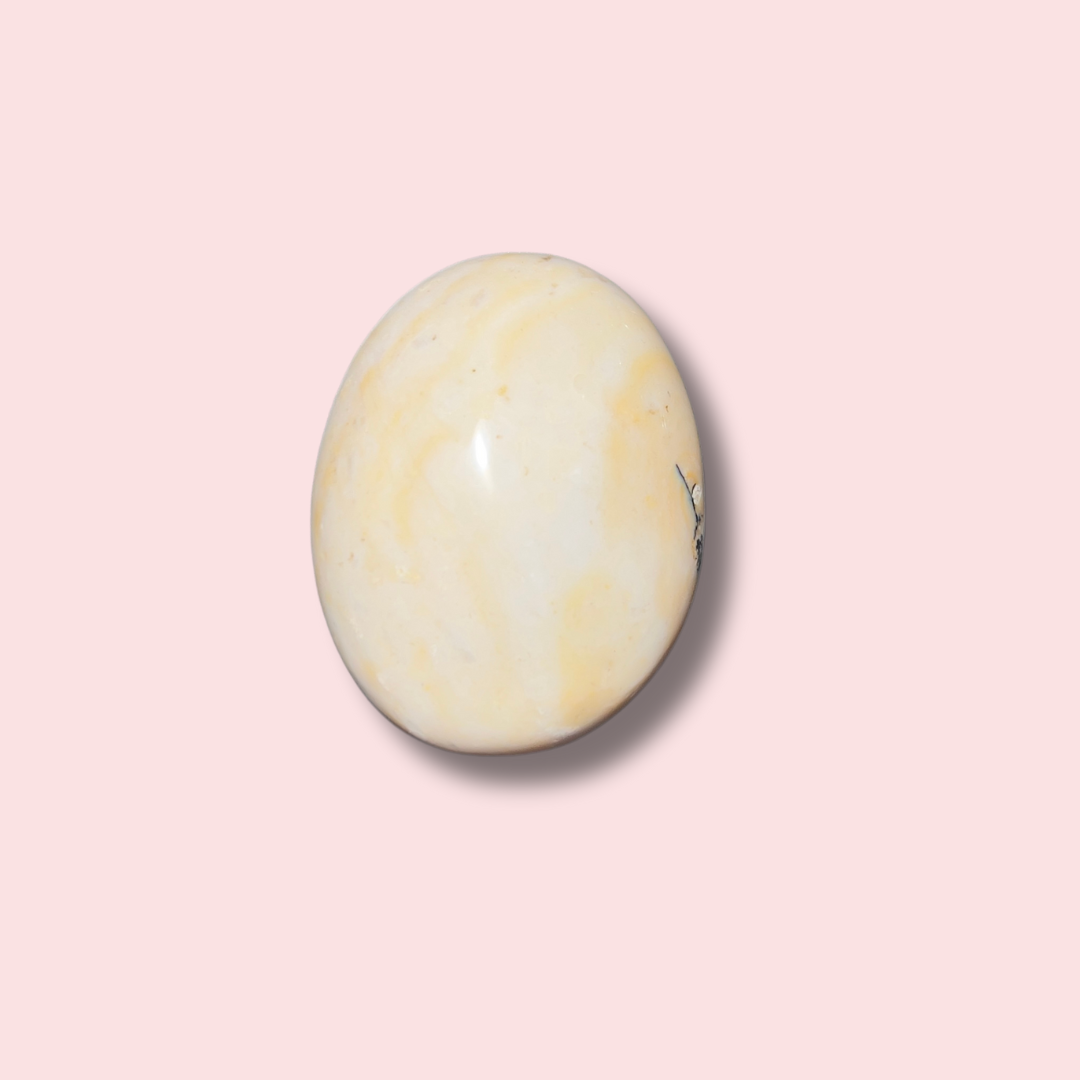 Pastel Yellow Sea Jasper Palm Stone - Made in Mother Nature