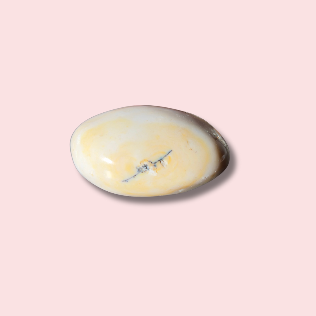 Pastel Yellow Sea Jasper Palm Stone - Made in Mother Nature