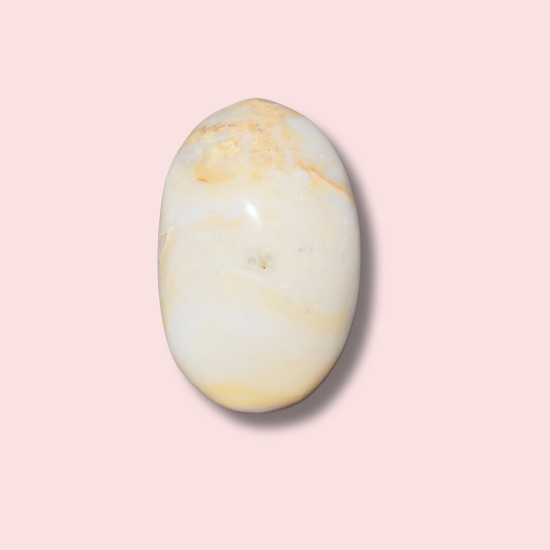 Milky Blue & Yellow Sea Jasper Palm Stone - Made in Mother Nature