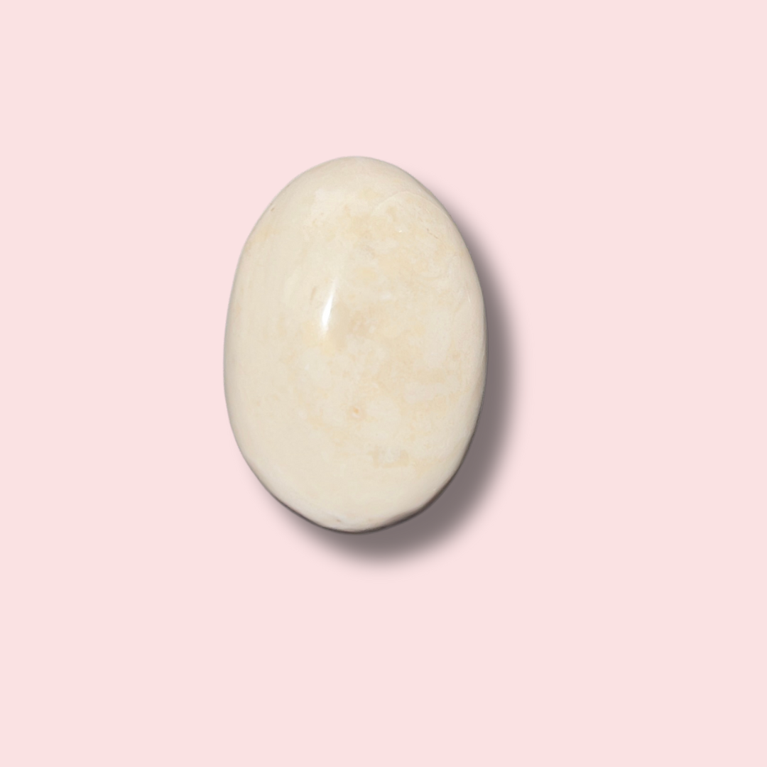 Creamy Sea Jasper Palm Stone - Made in Mother Nature