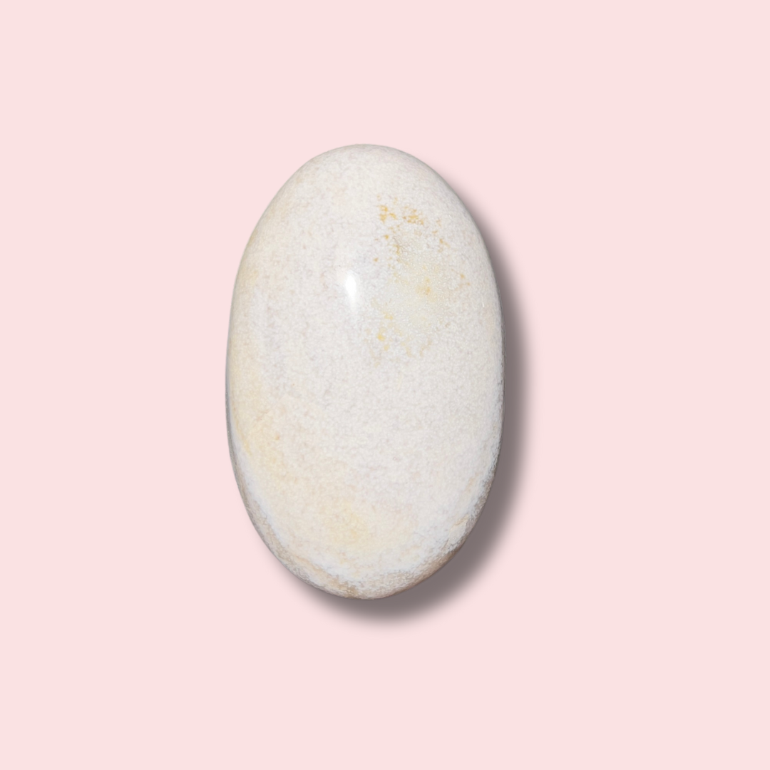 White Orby Sea Jasper Palm Stone - Made in Mother Nature