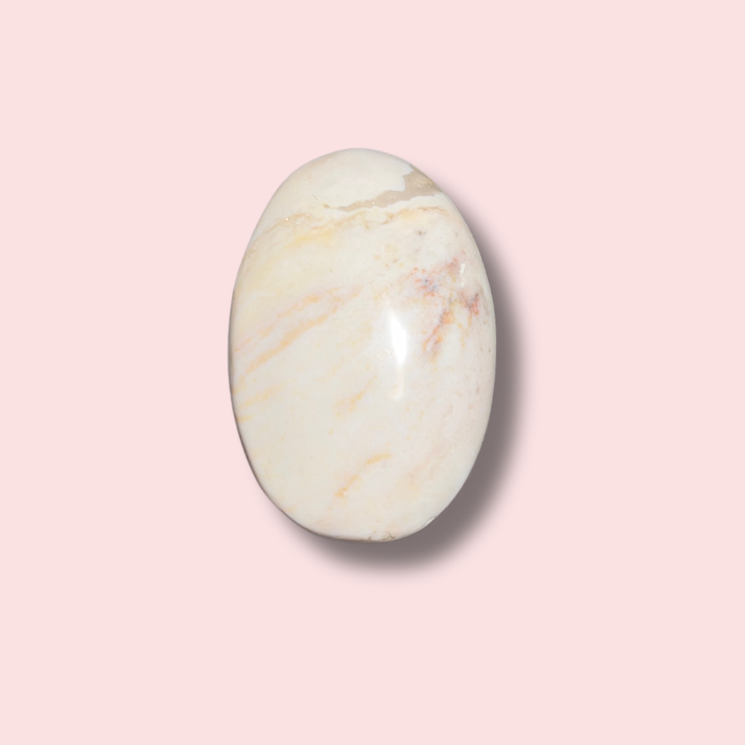 Soothing Pastel Sea Jasper Palm Stone - Made in Mother Nature