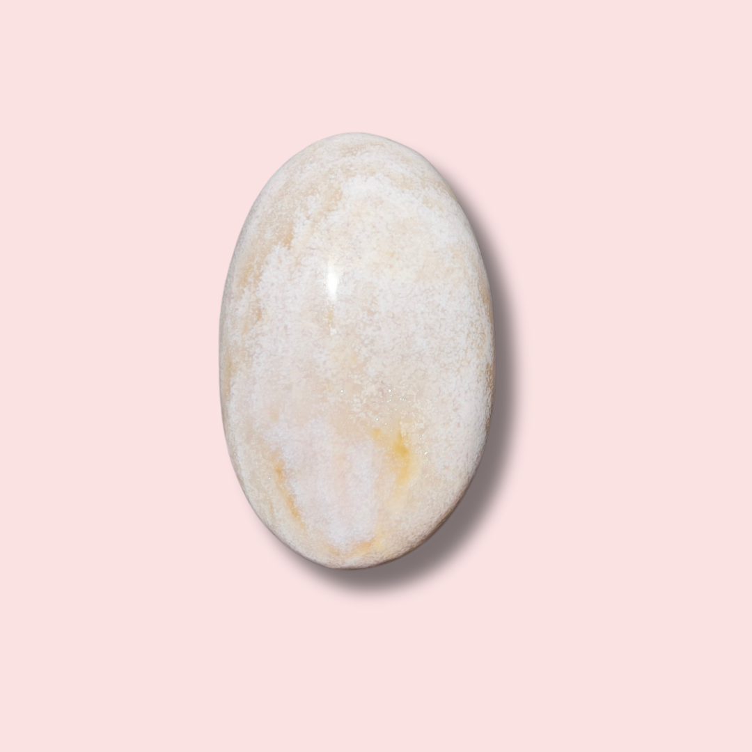 White Orby Sea Jasper Palm Stone - Made in Mother Nature