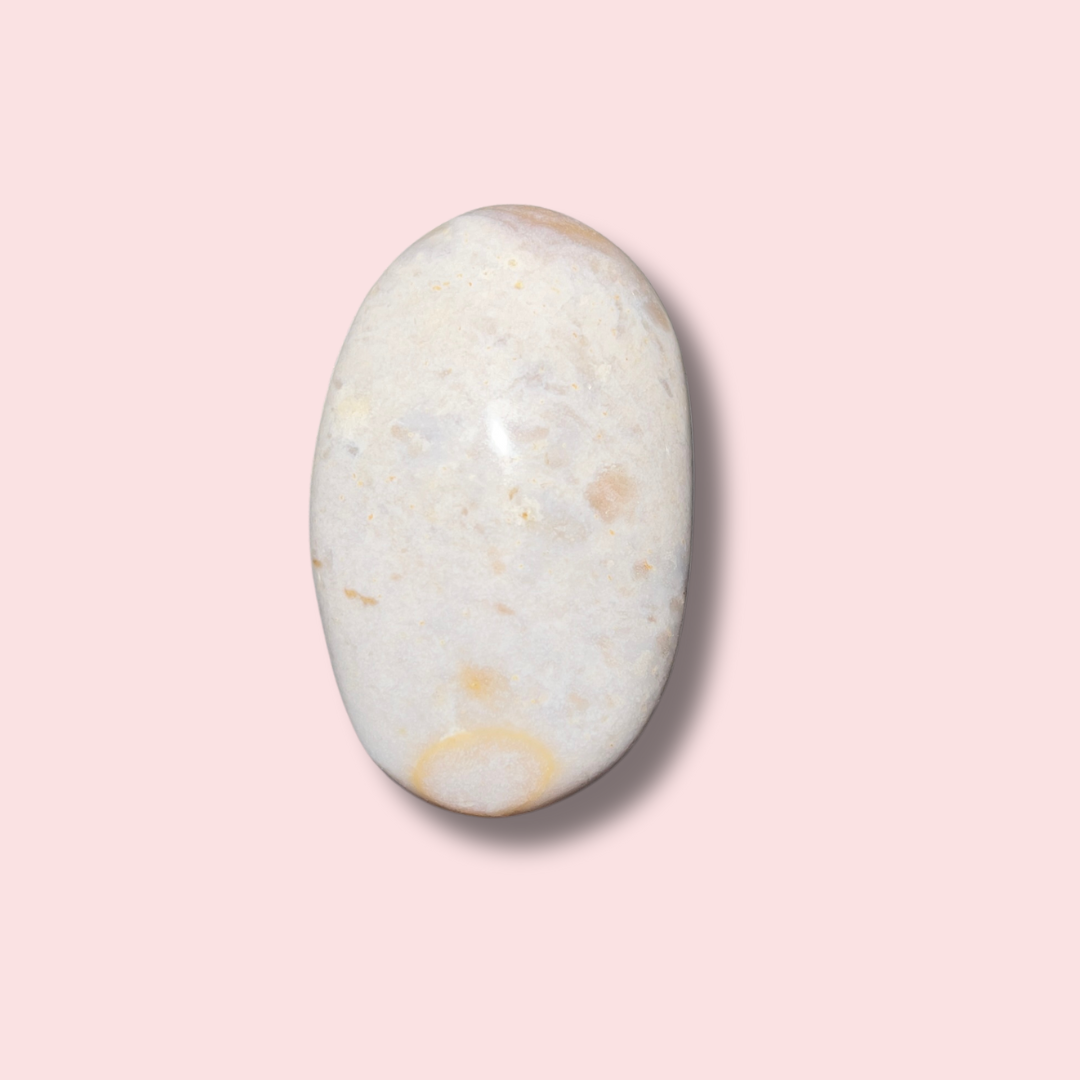 Pastel Blue Sea Jasper Palm Stone - Made in Mother Nature