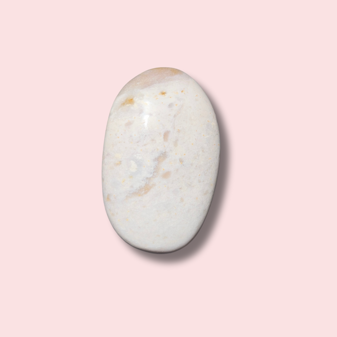 Pastel Blue Sea Jasper Palm Stone - Made in Mother Nature