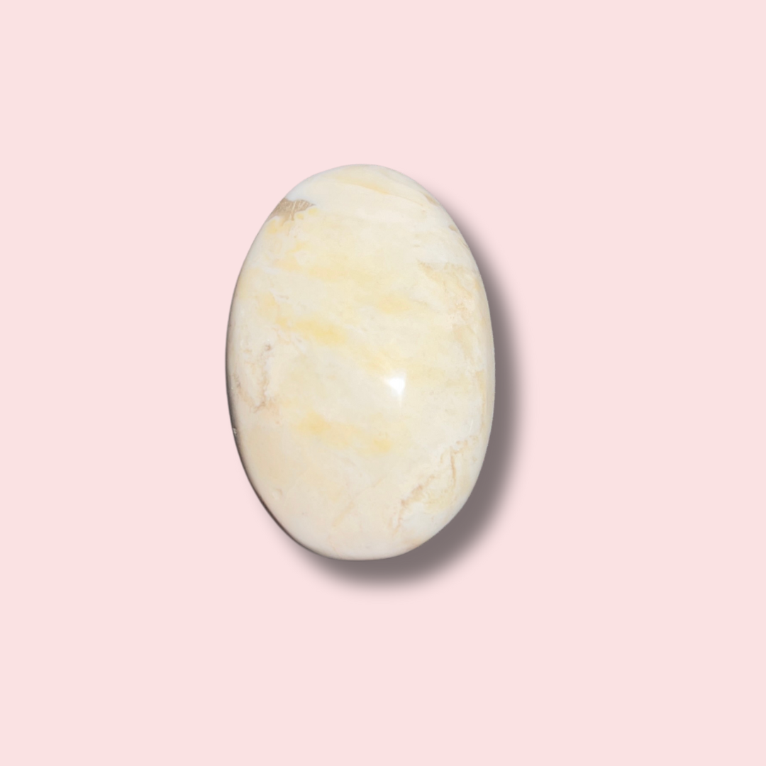 Soothing Pastel Sea Jasper Palm Stone - Made in Mother Nature