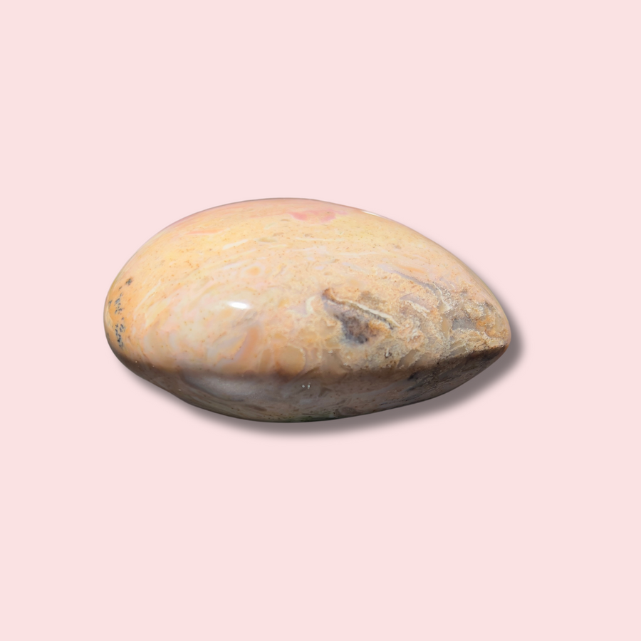 Pretty Pastel Pink & Yellow Sea Jasper Heart - Made in Mother Nature