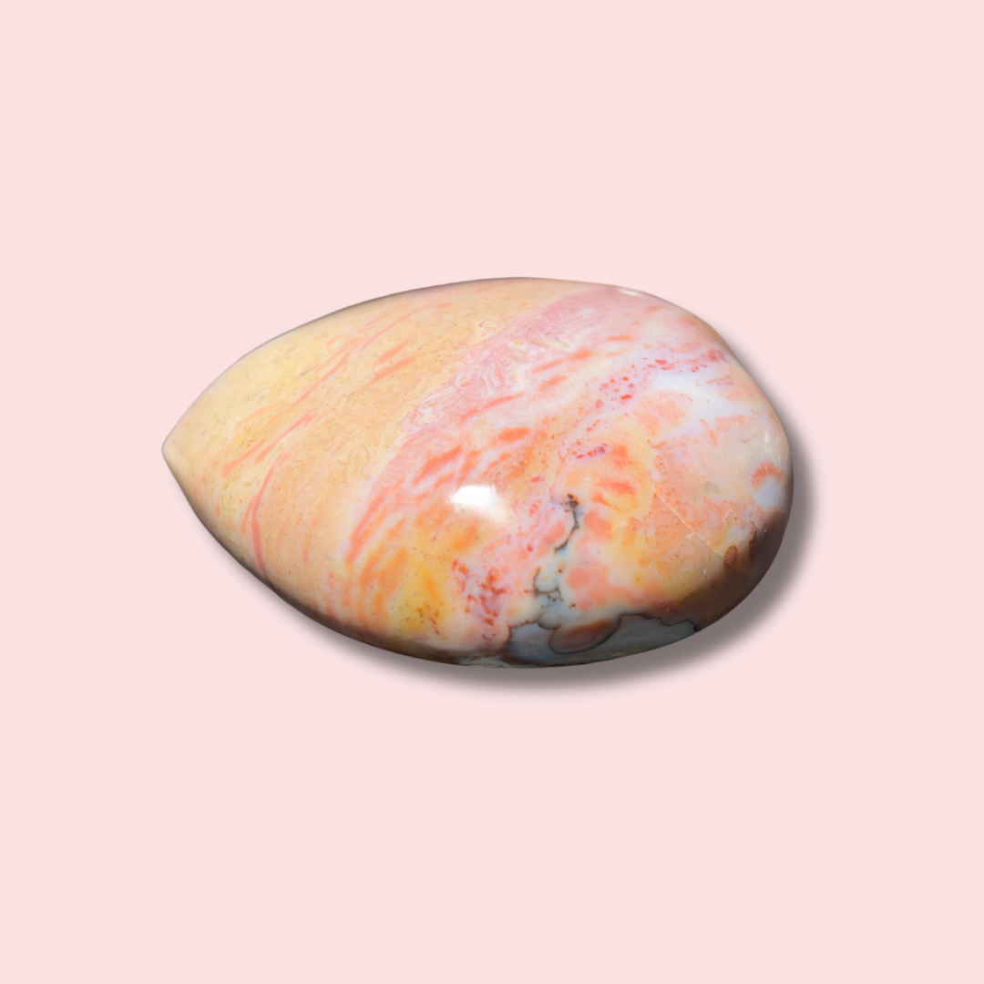 Pretty Pastel Pink & Yellow Sea Jasper Heart - Made in Mother Nature