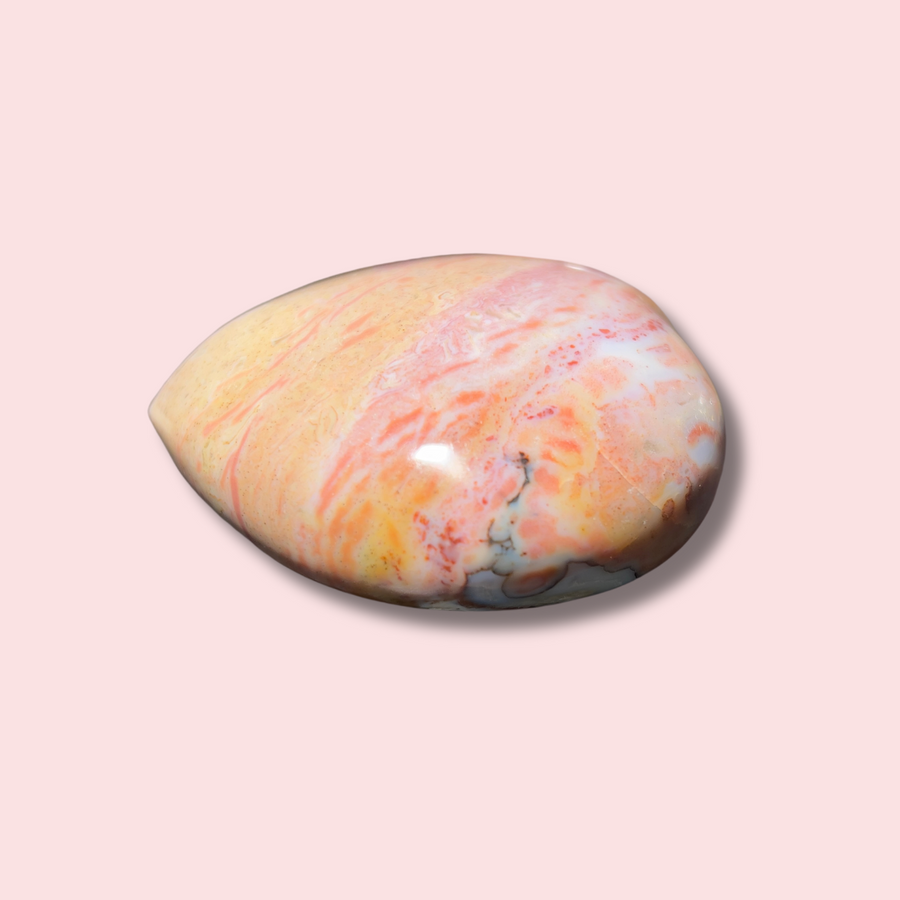 Pretty Pastel Pink & Yellow Sea Jasper Heart - Made in Mother Nature