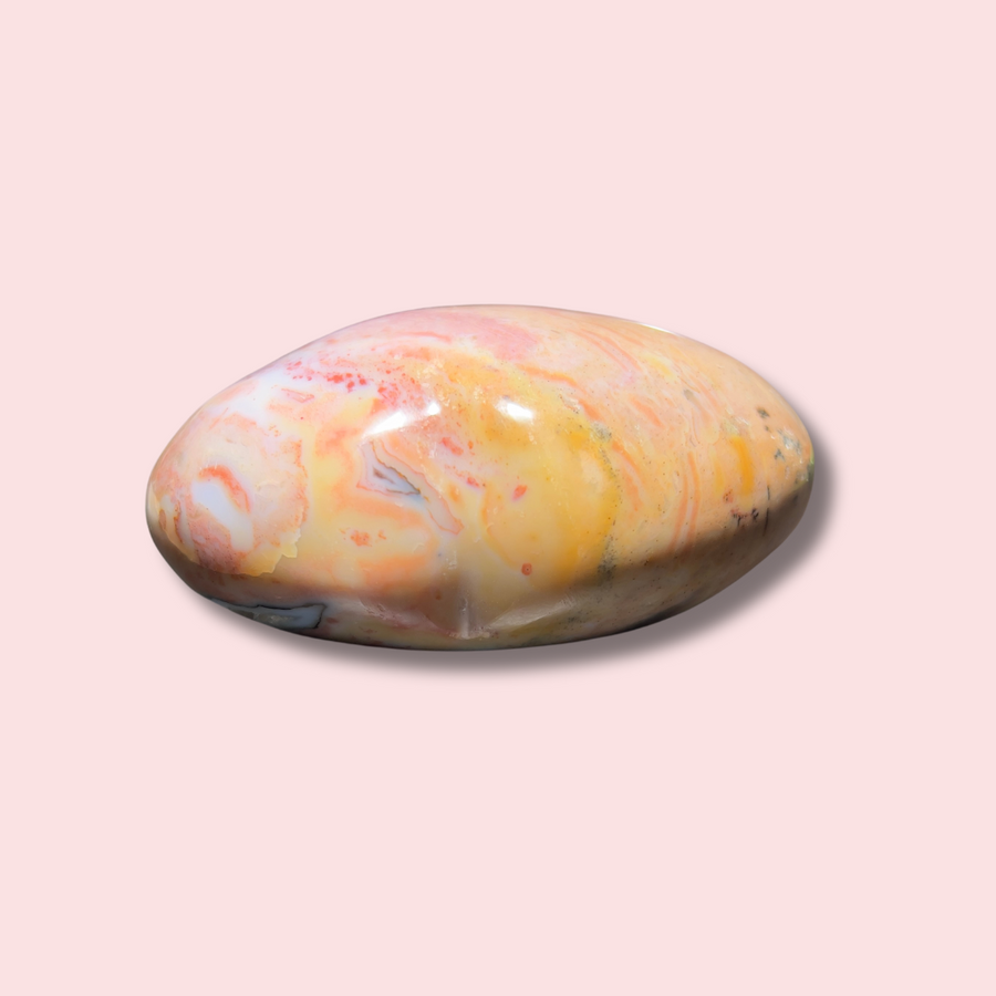 Pretty Pastel Pink & Yellow Sea Jasper Heart - Made in Mother Nature