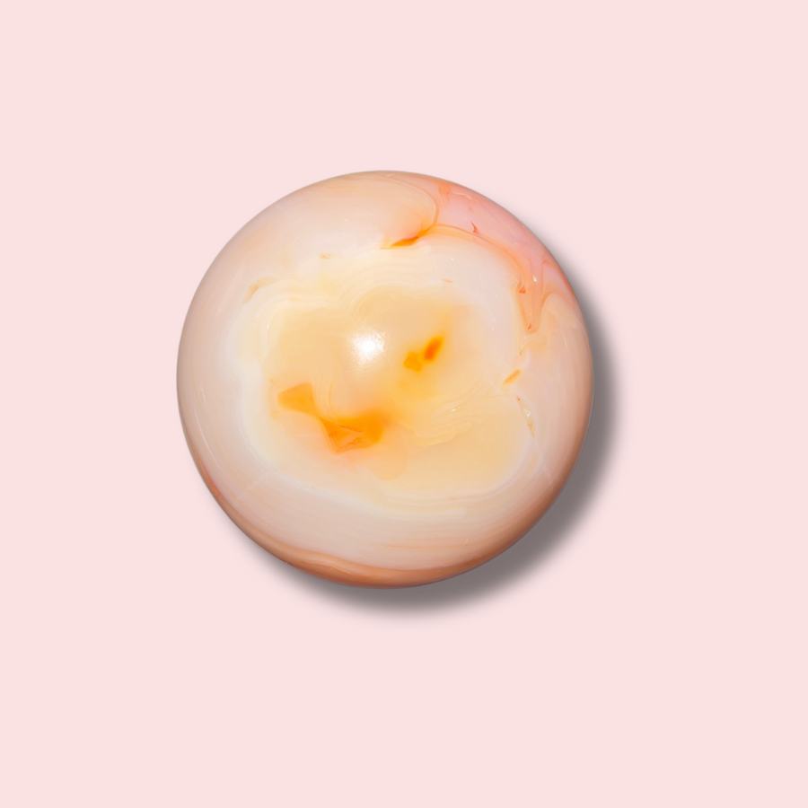 Pastel Pink Banded Carnelian Sphere - Made in Mother Nature