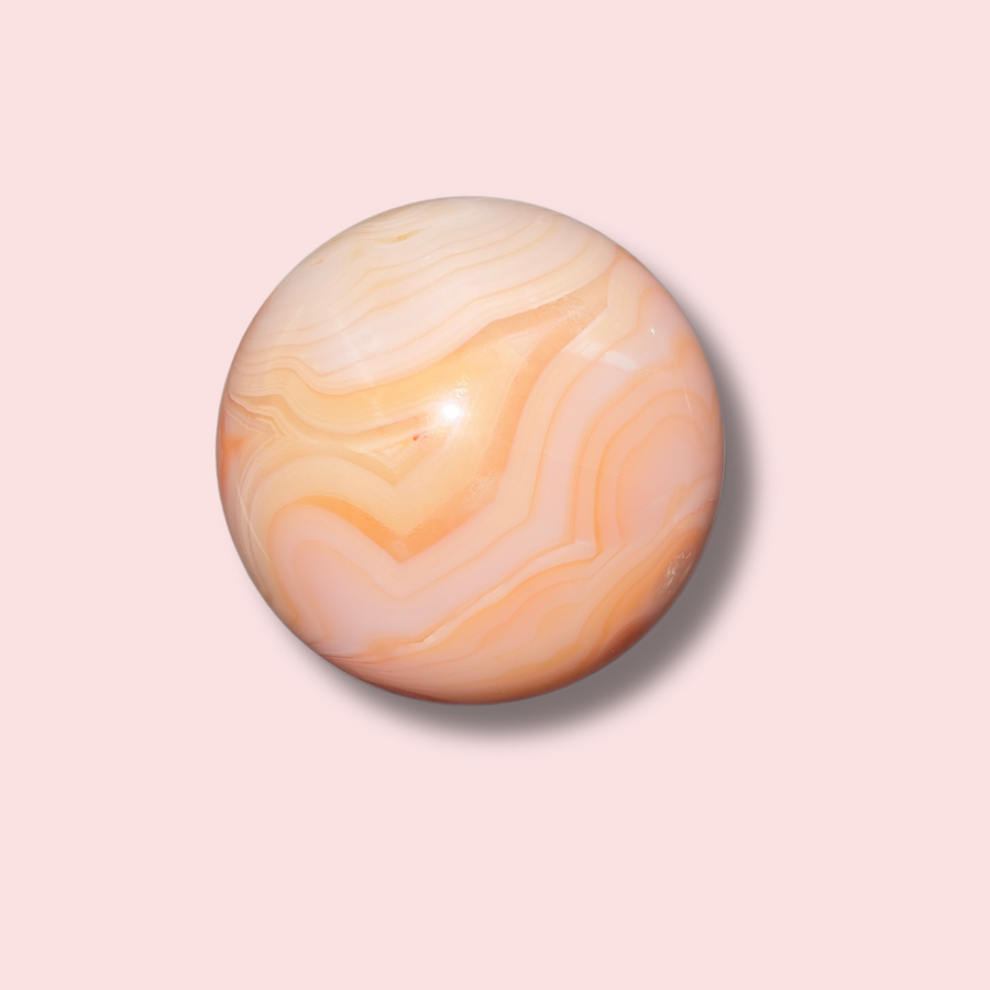 Pastel Pink Banded Carnelian Sphere - Made in Mother Nature