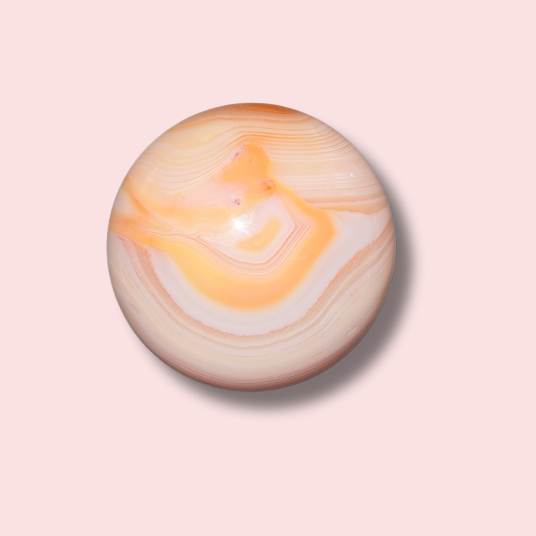 Gorgeous Peach Banded Carnelian Sphere - Made in Mother Nature