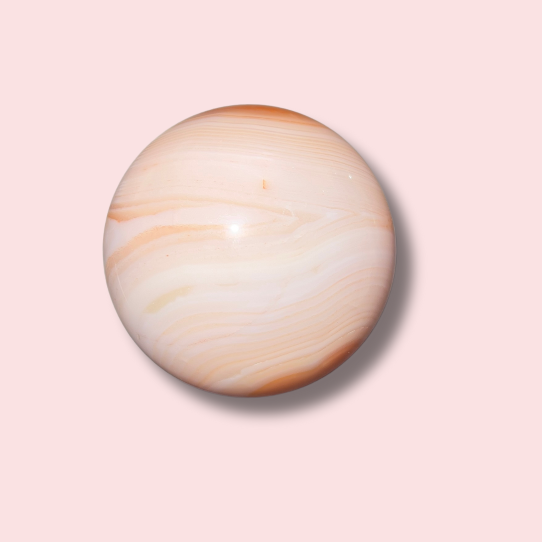 Gorgeous Peach Banded Carnelian Sphere - Made in Mother Nature