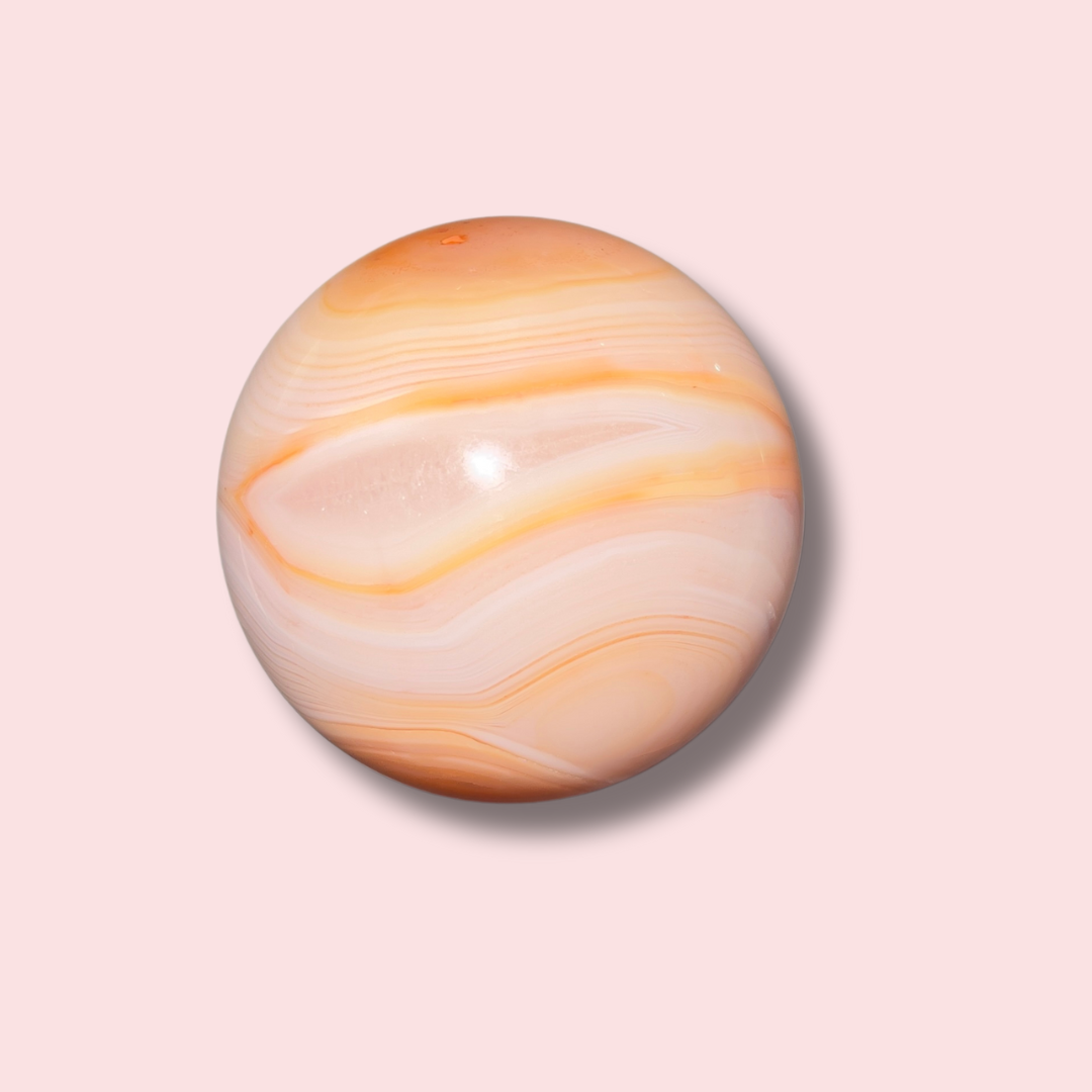 Gorgeous Peach Banded Carnelian Sphere - Made in Mother Nature