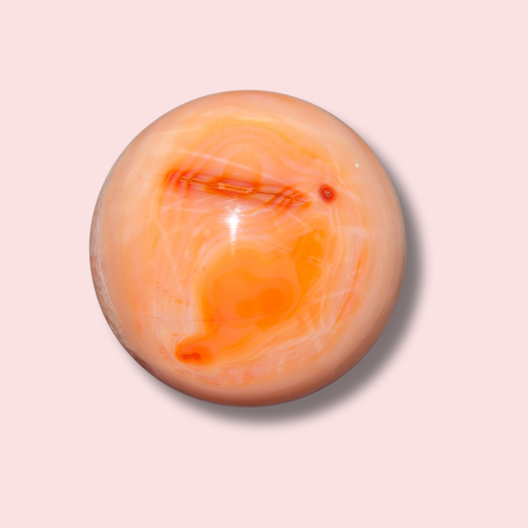 Stunning Peachy Quartz Filled Carnelian Sphere - Made in Mother Nature