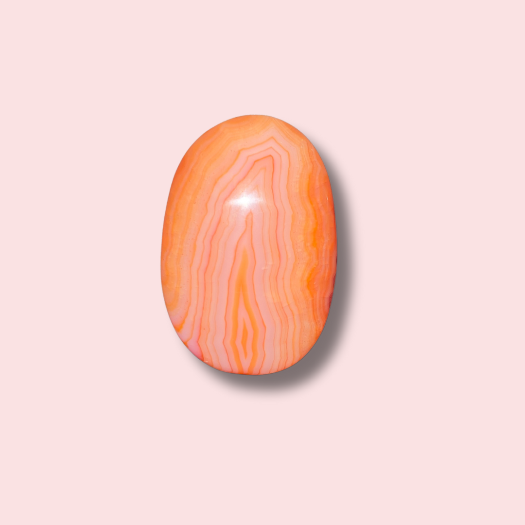 Beautiful Banded Carnelian Palm Stone - Made in Mother Nature