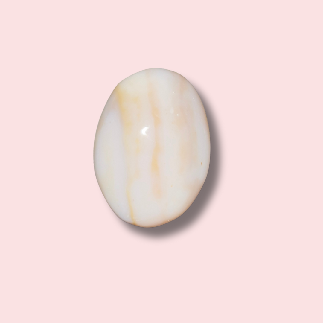 Pastel Sea Jasper Palm Stone With Yellow Stripes - Made in Mother Nature