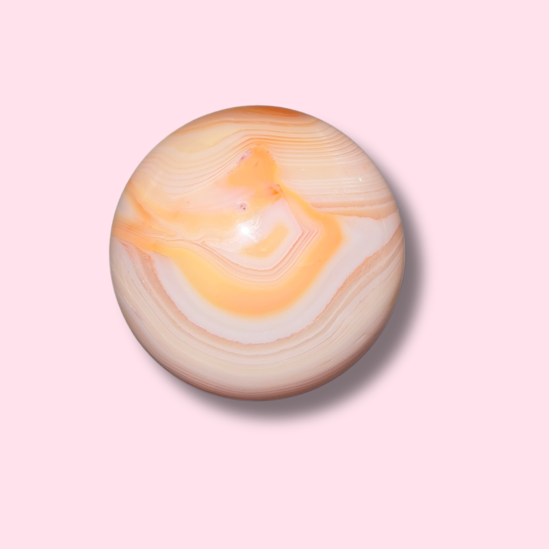 Gorgeous Peach Banded Carnelian Sphere - Made in Mother Nature