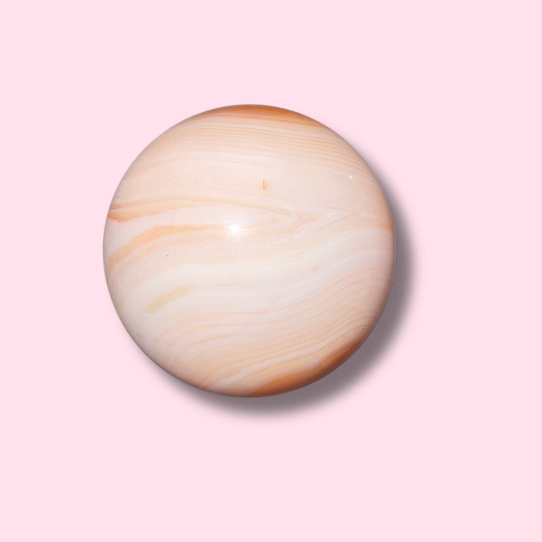 Gorgeous Peach Banded Carnelian Sphere - Made in Mother Nature