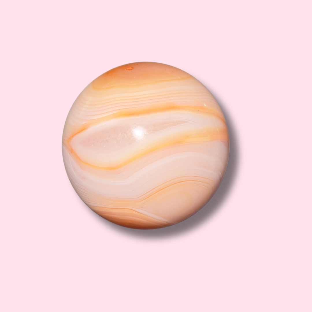 Gorgeous Peach Banded Carnelian Sphere - Made in Mother Nature