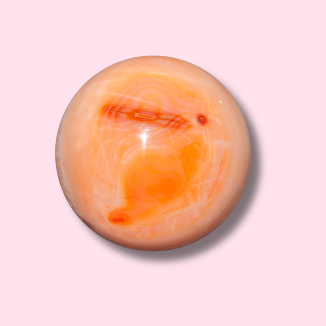 Stunning Peachy Quartz Filled Carnelian Sphere - Made in Mother Nature