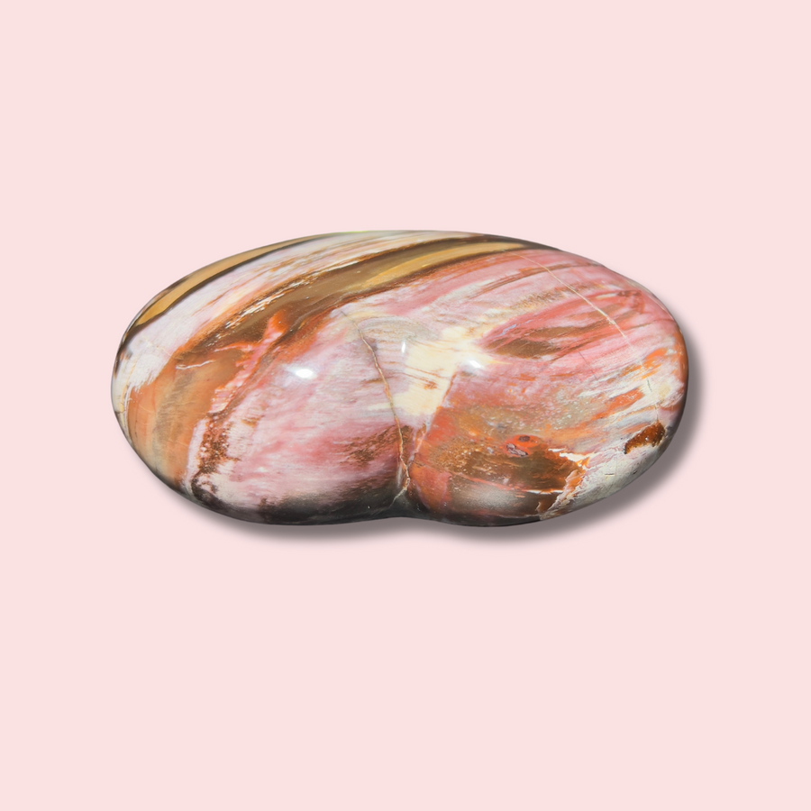 Beautiful Pink "Chocolate" Banded Petrified Wood Heart - Made in Mother Nature