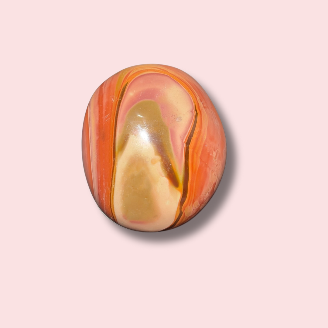 Beautiful Pink Polychrome Jasper Palm Stone - Made in Mother Nature