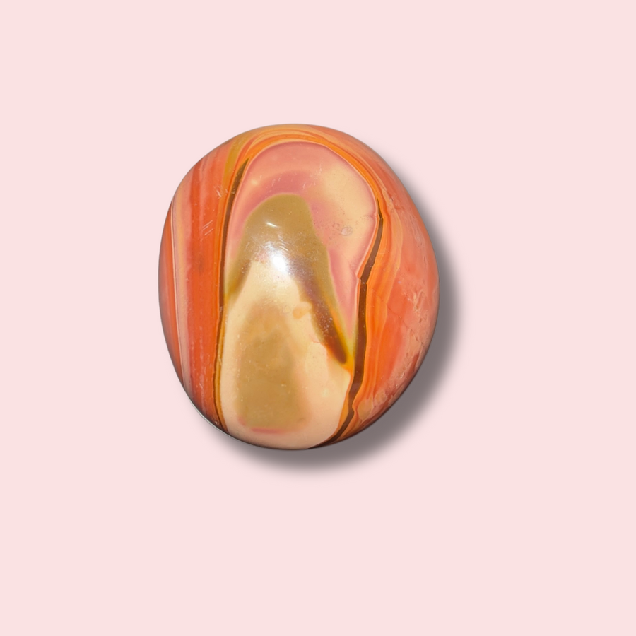 Beautiful Pink Polychrome Jasper Palm Stone