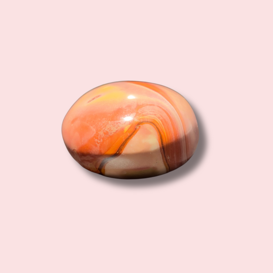 Beautiful Pink Polychrome Jasper Palm Stone
