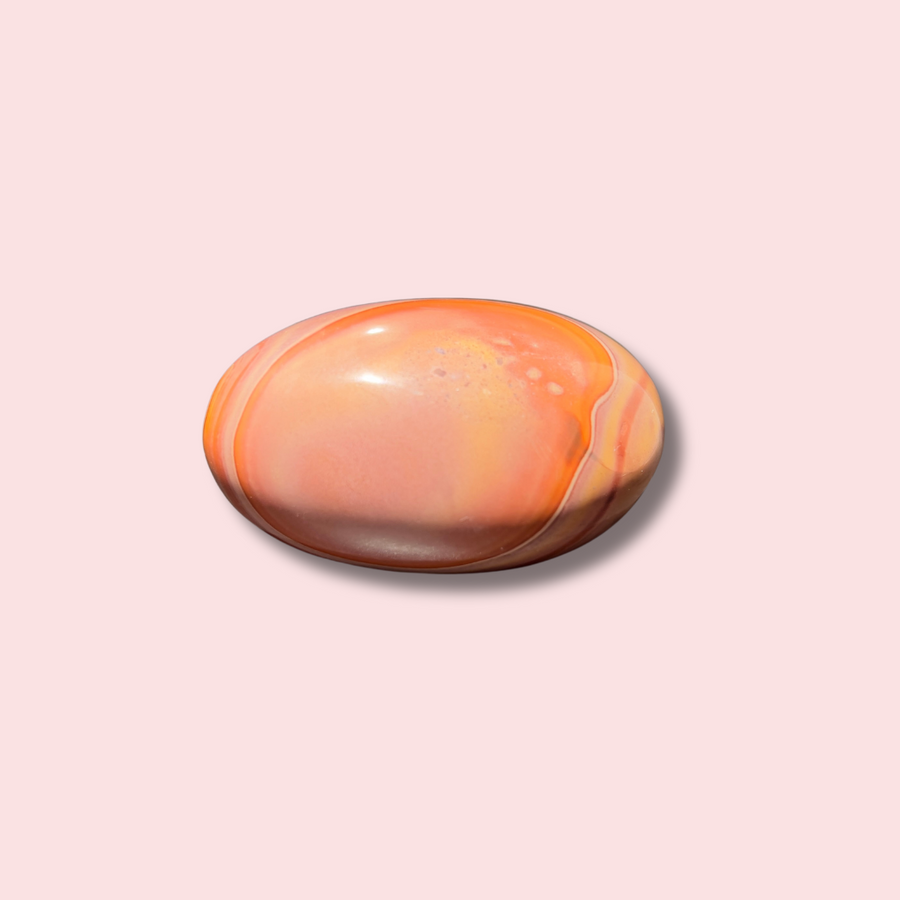 Beautiful Pink Polychrome Jasper Palm Stone