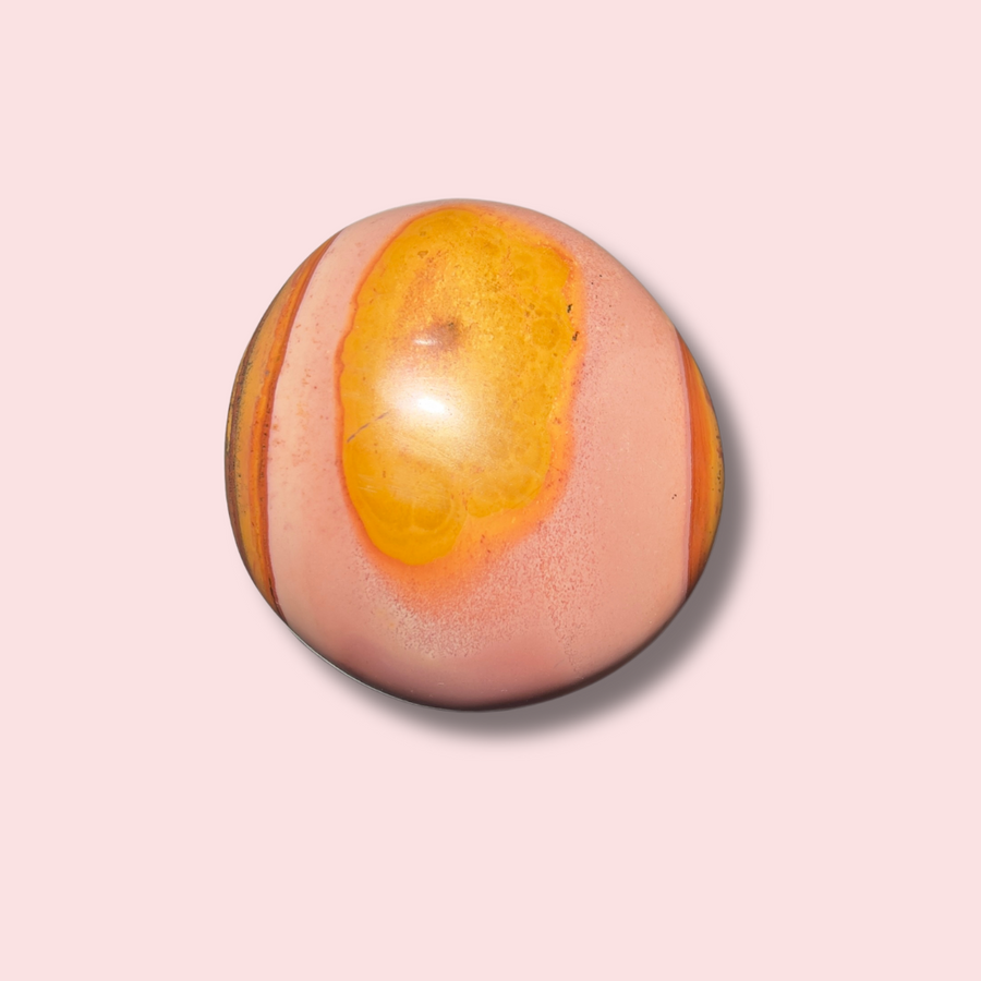 Pastel Pink Polychrome Jasper Palm Stone